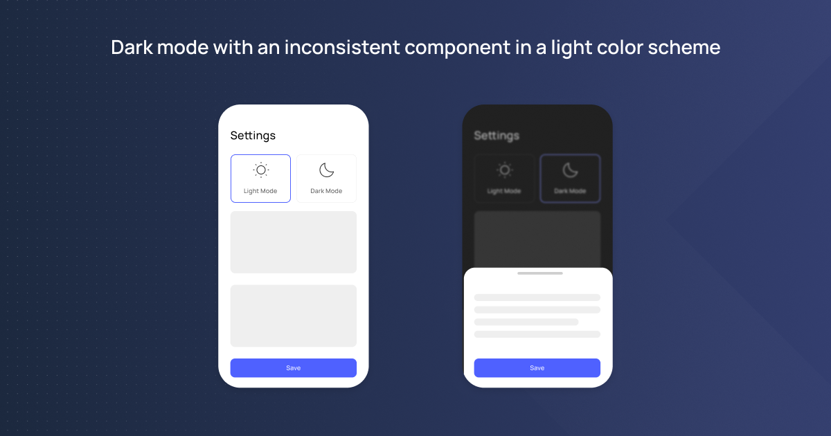 Dark mode with an inconsistent component in a light color scheme