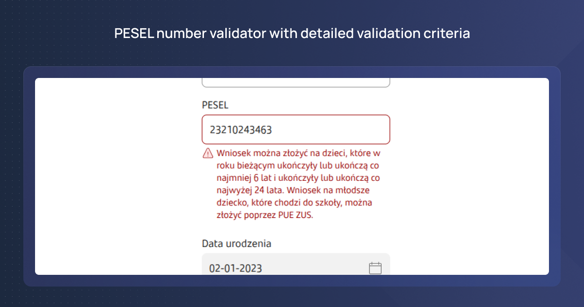 PESEL number validator with detailed validation criteria