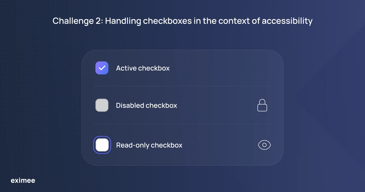 Challenge 2: Handling checkboxes in the context of accessibility