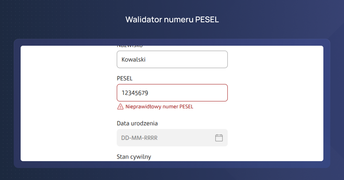 Weryfikator numeru PESEL